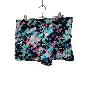 Fabletics Womens Eloise Shorts Sz Medium Pink Black Floral Zipper Pockets